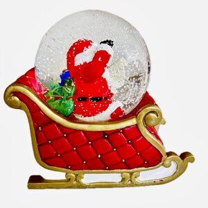 Boule Á Neige Musical Christmas Water Snow Globe Santas Xmas Eve Sleigh Ride NWT